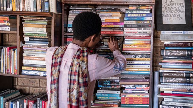 Man in library